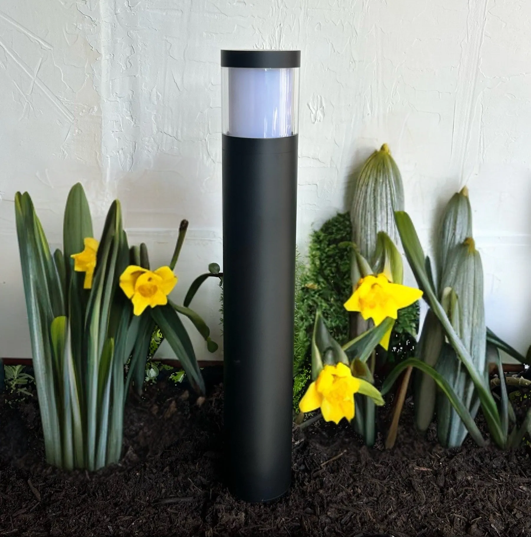 Brilia Cast Brass Bollard Contemporary Pathway Light Gun Metal Black