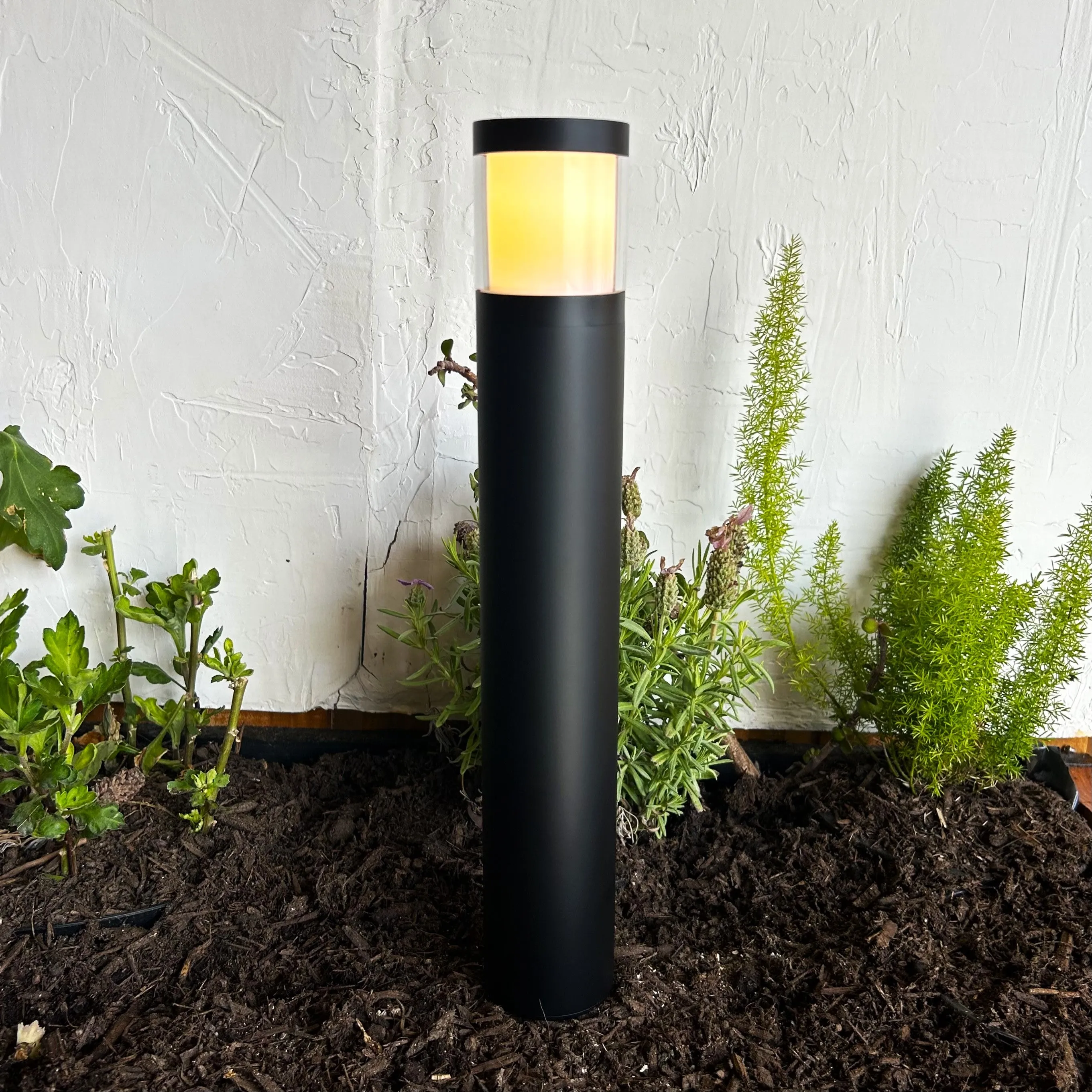 Brilia Cast Brass Bollard Contemporary Pathway Light Gun Metal Black