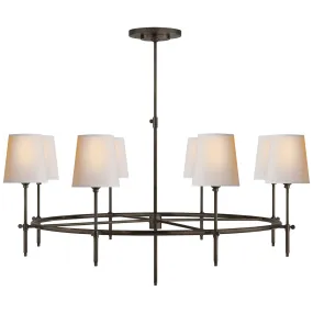 Bryant Large Ring Chandelier in Bronze with Natural Paper Shades