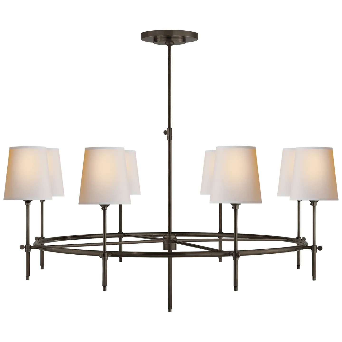 Bryant Large Ring Chandelier in Bronze with Natural Paper Shades