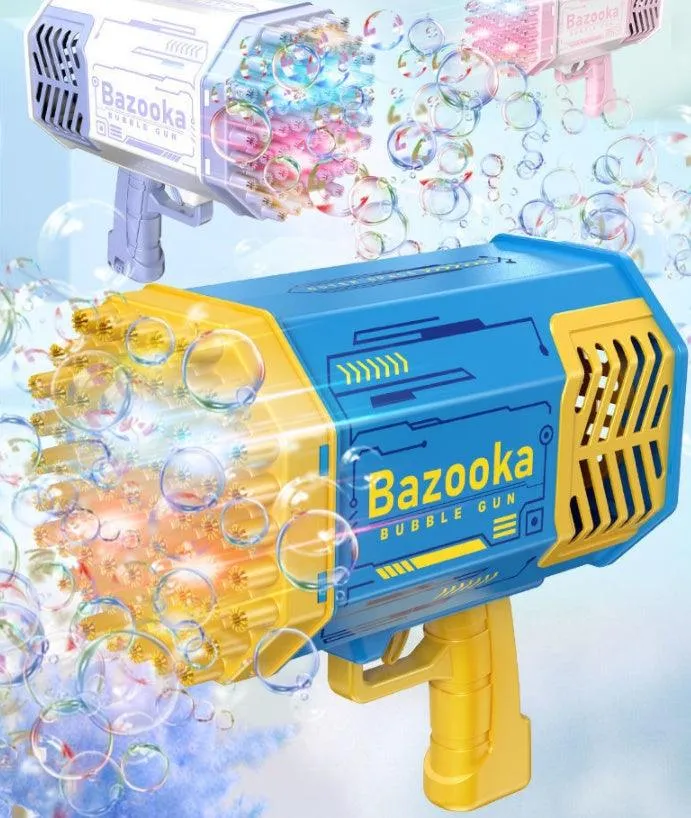 BubbleBlitz Rocket – 69-Hole Bubble Gun with Lights & Rechargeable Battery