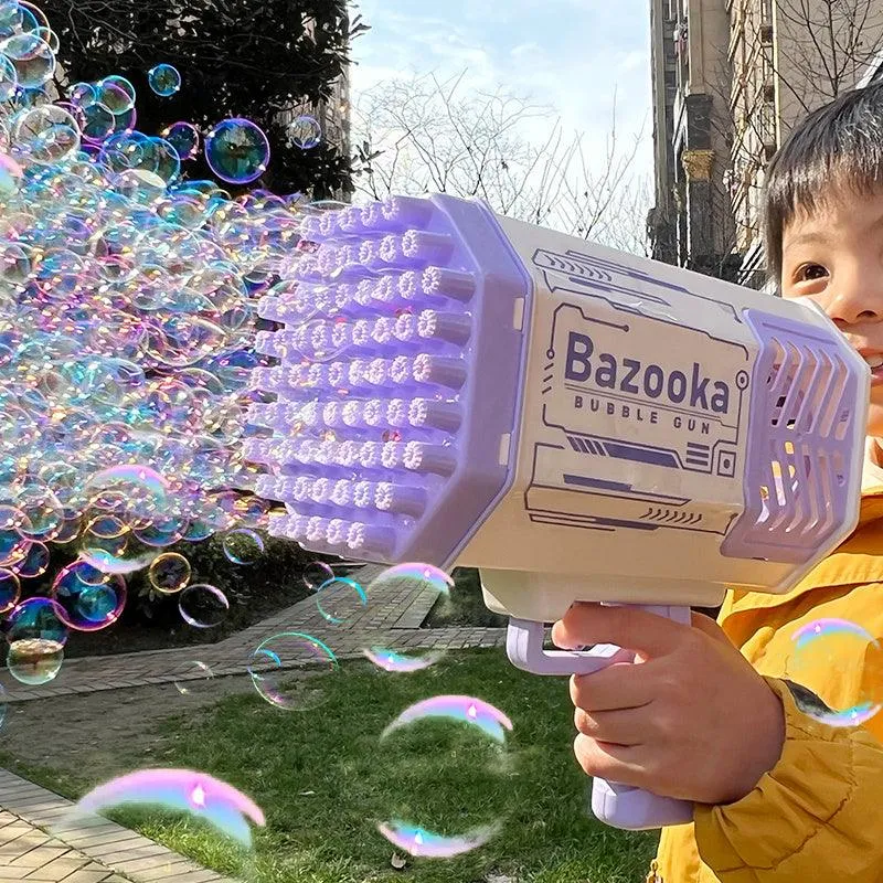 BubbleBlitz Rocket – 69-Hole Bubble Gun with Lights & Rechargeable Battery