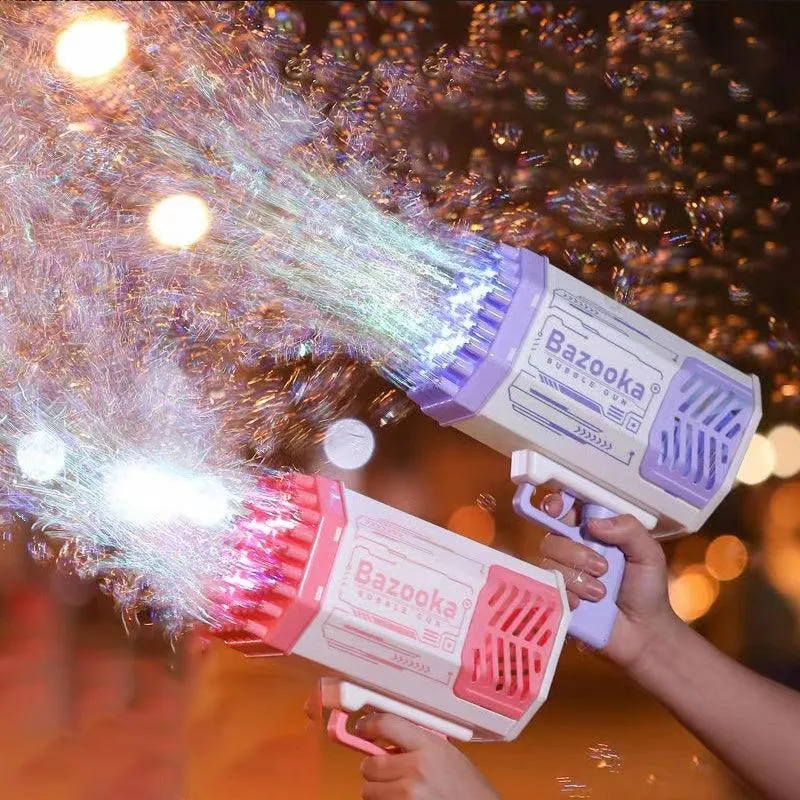 BubbleBlitz Rocket – 69-Hole Bubble Gun with Lights & Rechargeable Battery