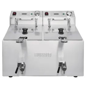 Buffalo Twin Tank Twin Basket 2x8Ltr Countertop Fryer with Timers 2x2.9kW