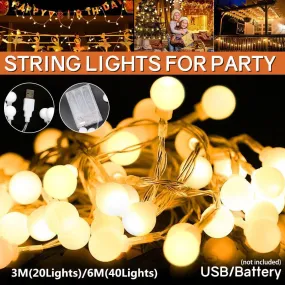 Bulb Ball Fairy String Strips Lights Home Garden Lamp Halloween Xmas Party