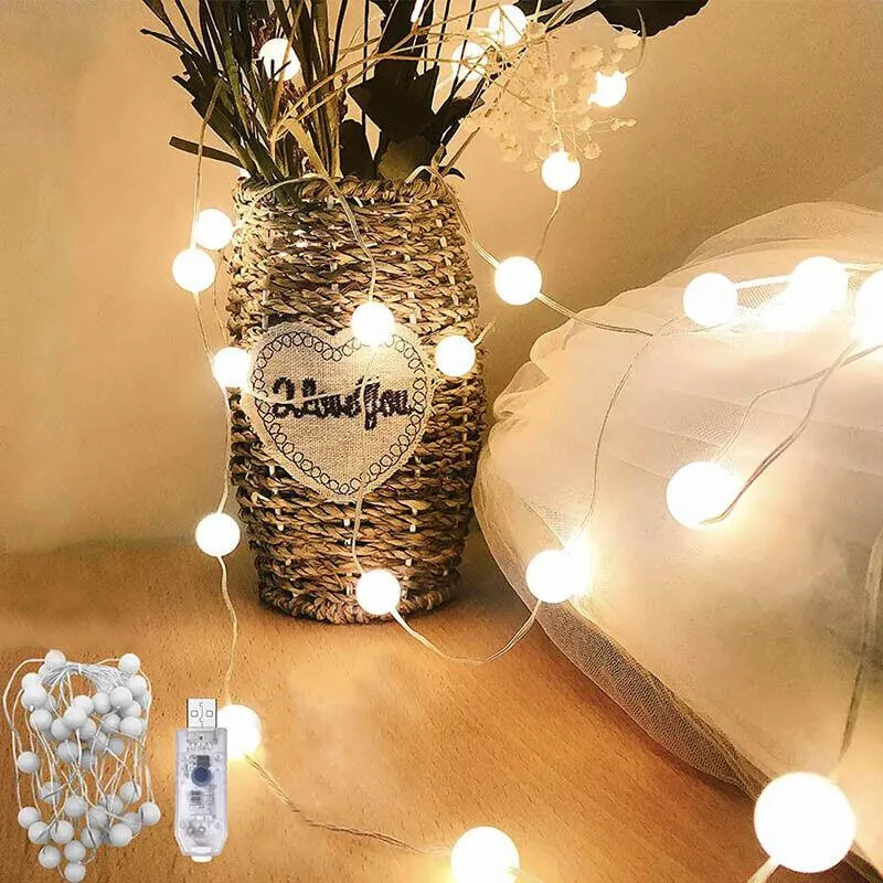 Bulb Ball Fairy String Strips Lights Home Garden Lamp Halloween Xmas Party