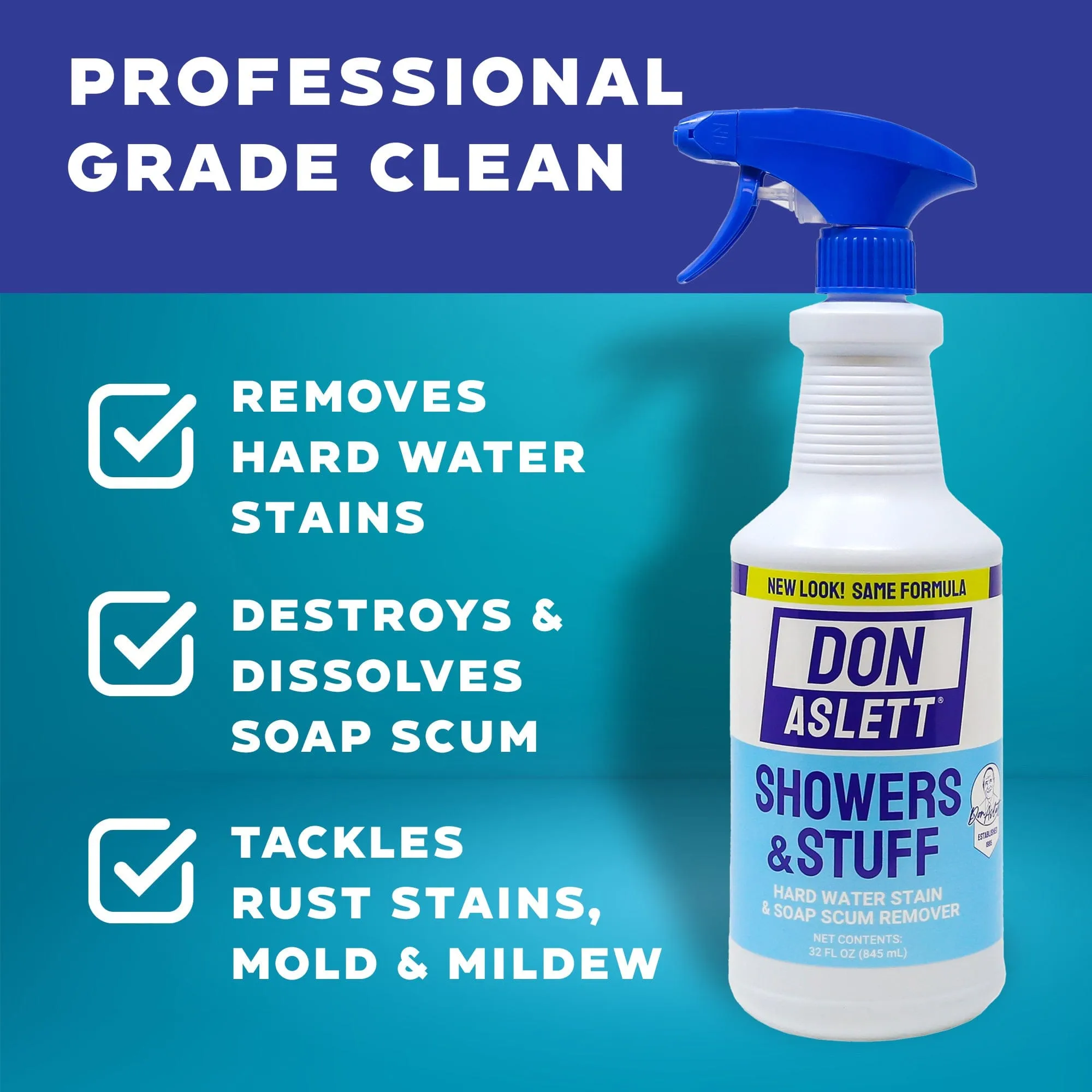 BULK CASE: Don Aslett Showers & Stuff Cleaner – Hard Water Stain And Soap Scum Remover - 12 count