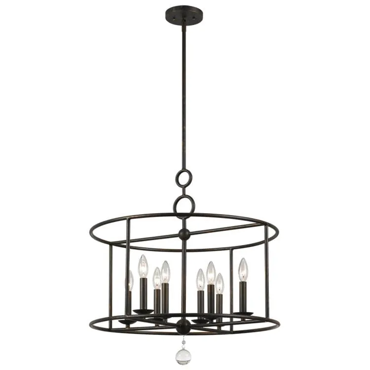 CAMERON 8 LIGHT CHANDELIER, WROUGHT IRON