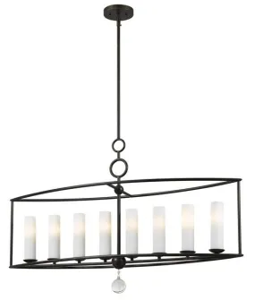 CAMERON 8 LIGHT LINEAR CHANDELIER, ENGLISH BRONZE