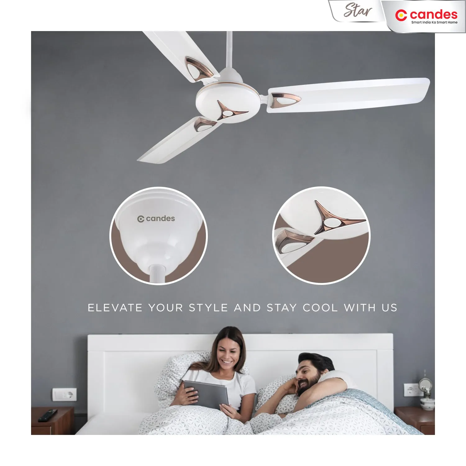 Candes Star1200mm High-Speed Decorative Ceiling Fans for Home - group (Pack of 2)