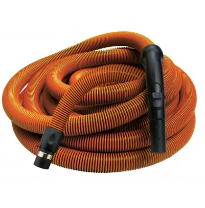 Central Vacuum Garage Hose Orange, Lightweight with Black Plastic Curved Handle (30Ft,50Ft)