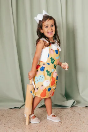 Child's Gidget Apron Yellow Fruits Print