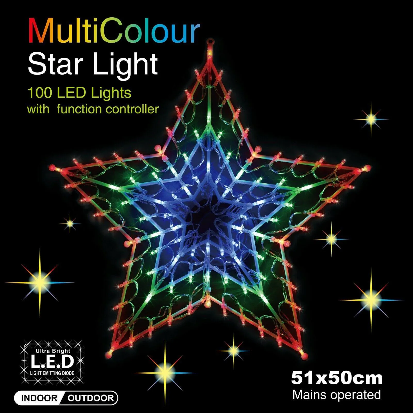 Christmas LED Light Star Silhouette Multicoloured