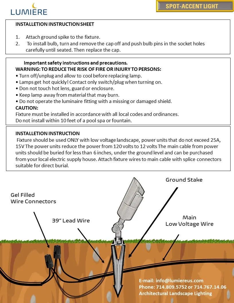 COMBO KIT I - Solid Cast Brass Outdoor Landscape Pathway & Spot Lighting