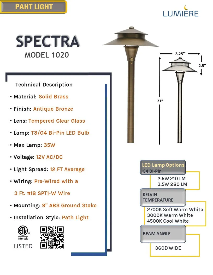 COMBO KIT V- Solid Cast Brass Outdoor Landscape Pathway & Spot Lighting