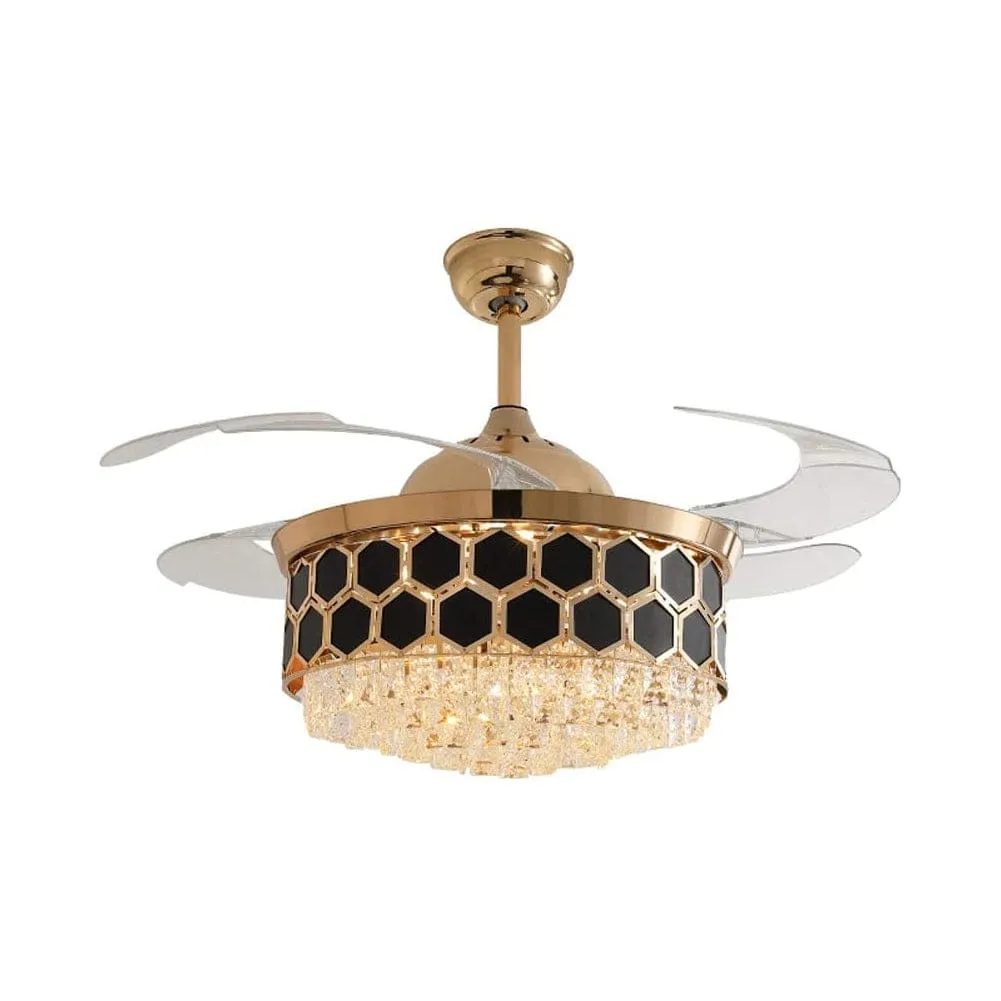 Contemporary Chic Crystal Chandelier Ceiling Fan with Remote Control