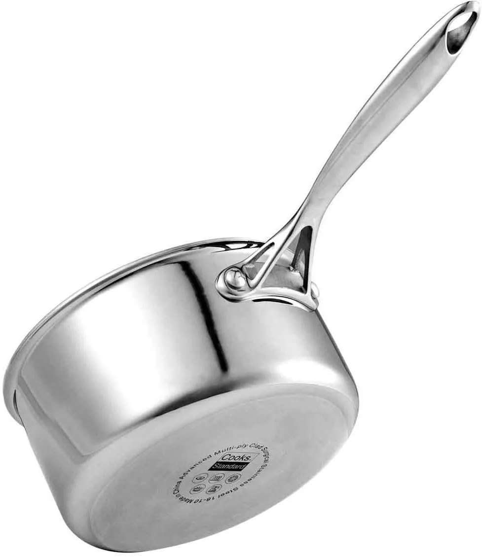 Cooks Standard Multi-Ply Full Clad Stainless Steel Saucepan with Lid 1.5/3-Quart, Silver