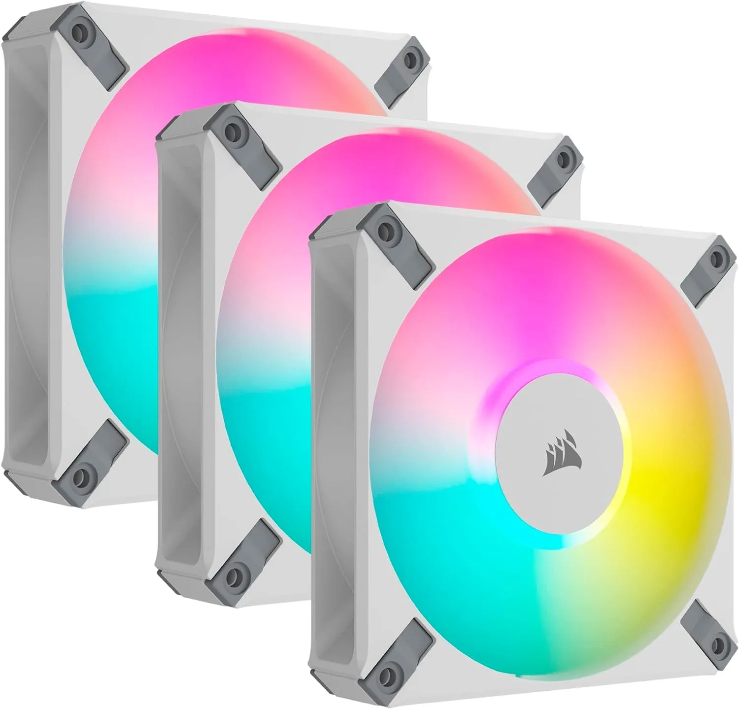 Corsair iCUE AF120 RGB ELITE 120mm PWM Triple Fan Kit 連 iCUE Lighting Node CORE RGB 控制器 - White 白色 (Triple Pack 三件裝) CO-9050158-WW