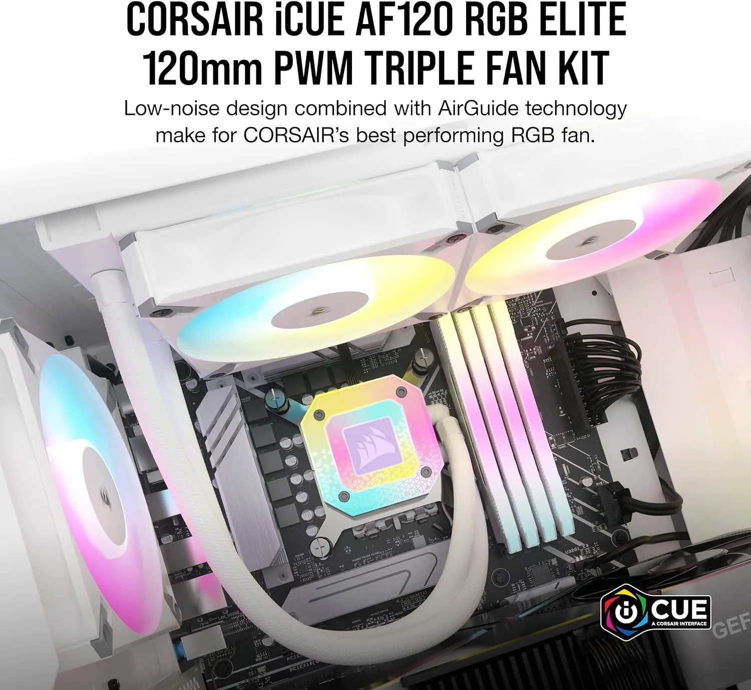 Corsair iCUE AF120 RGB ELITE 120mm PWM Triple Fan Kit 連 iCUE Lighting Node CORE RGB 控制器 - White 白色 (Triple Pack 三件裝) CO-9050158-WW