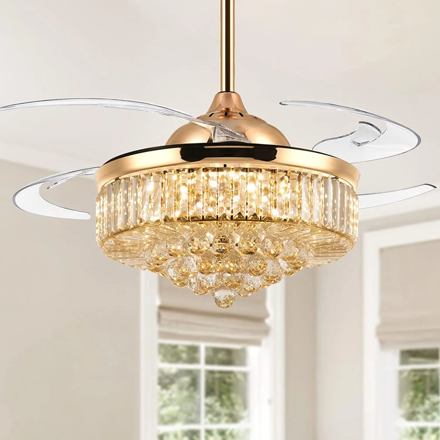 Crystal Chandelier Ceiling Fan with Remote Control