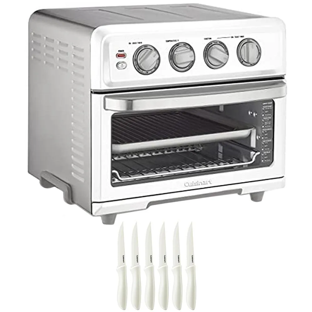 Cuisinart TOA-70W AirFryer Toaster Oven with Grill, White   6pc Knife Set