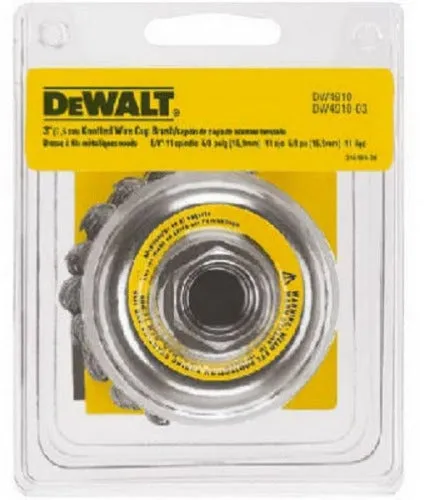 DeWalt DW4910 3 Inch Carbon Steel Knotted Wire Cup Brush - Quantity of 5