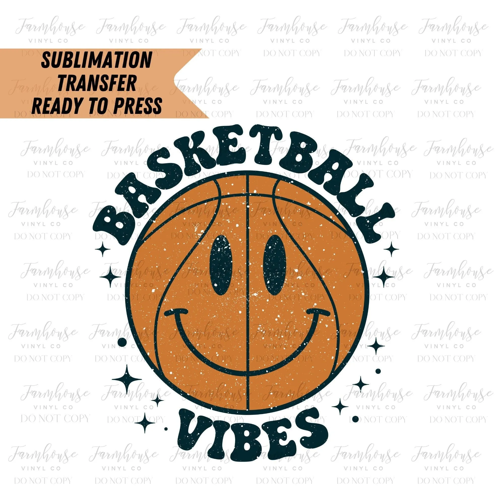 Distressed Basketball Vibes Retro  Ready to Press Sublimation Transfer