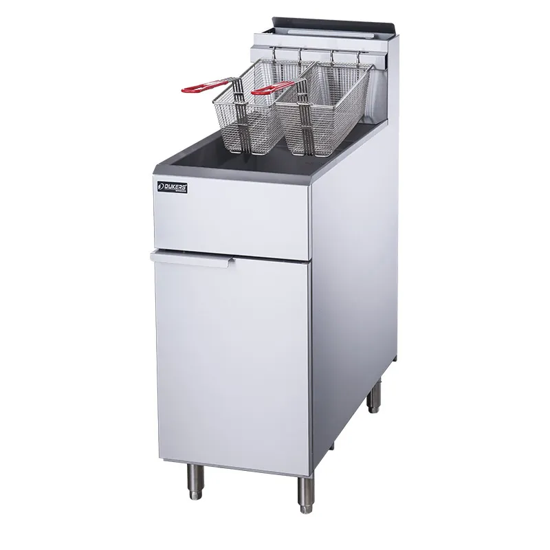 Dukers - DCF3-LPG, Commercial 40Lbs Deep Fryer with 3 Tube Burners Liquid Propane Gas BTU90000