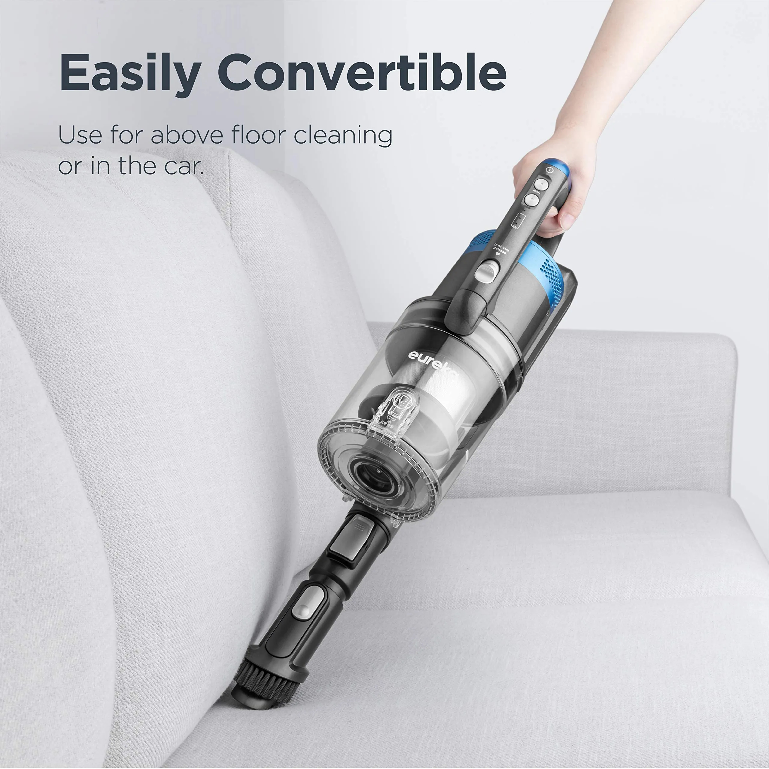 Eureka Nec380 Rechargeable Handheld Stick Vacuum Led Headlights Cordless Grey