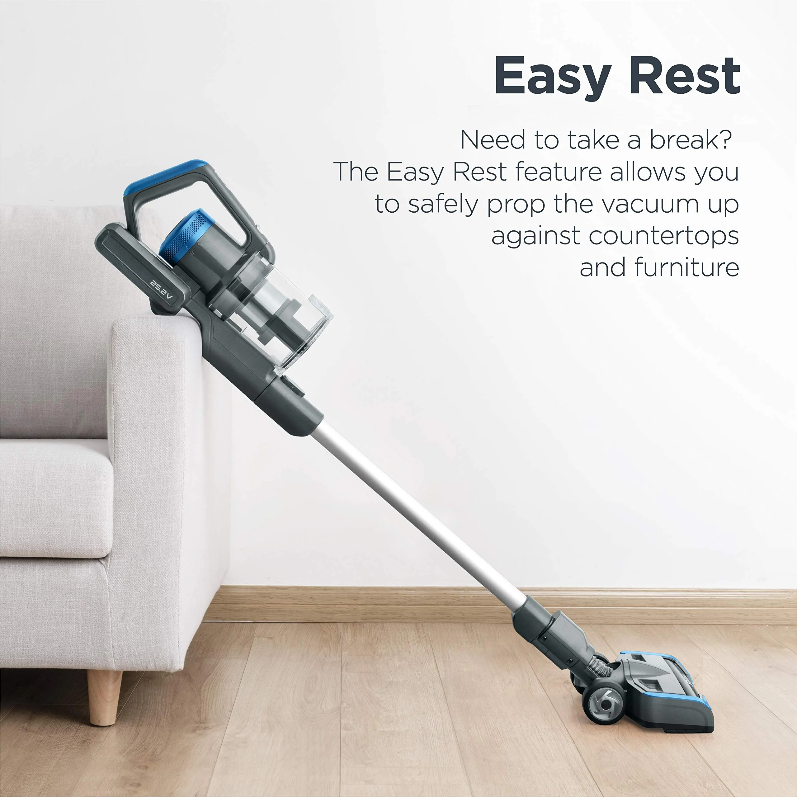 Eureka Nec380 Rechargeable Handheld Stick Vacuum Led Headlights Cordless Grey