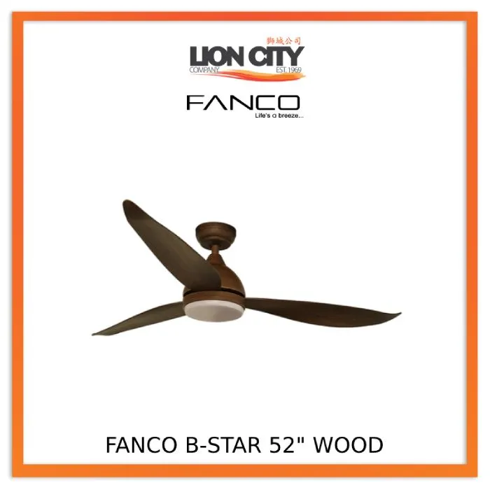 Fanco B-Star 36"/46"/52" (3 Blade) DC Ceiling Fan