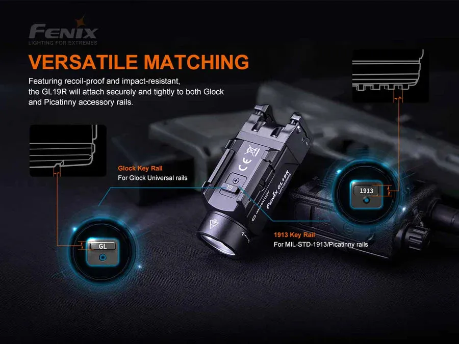 Fenix GL19R Tactical Weapon Flashlight, Rechargeable