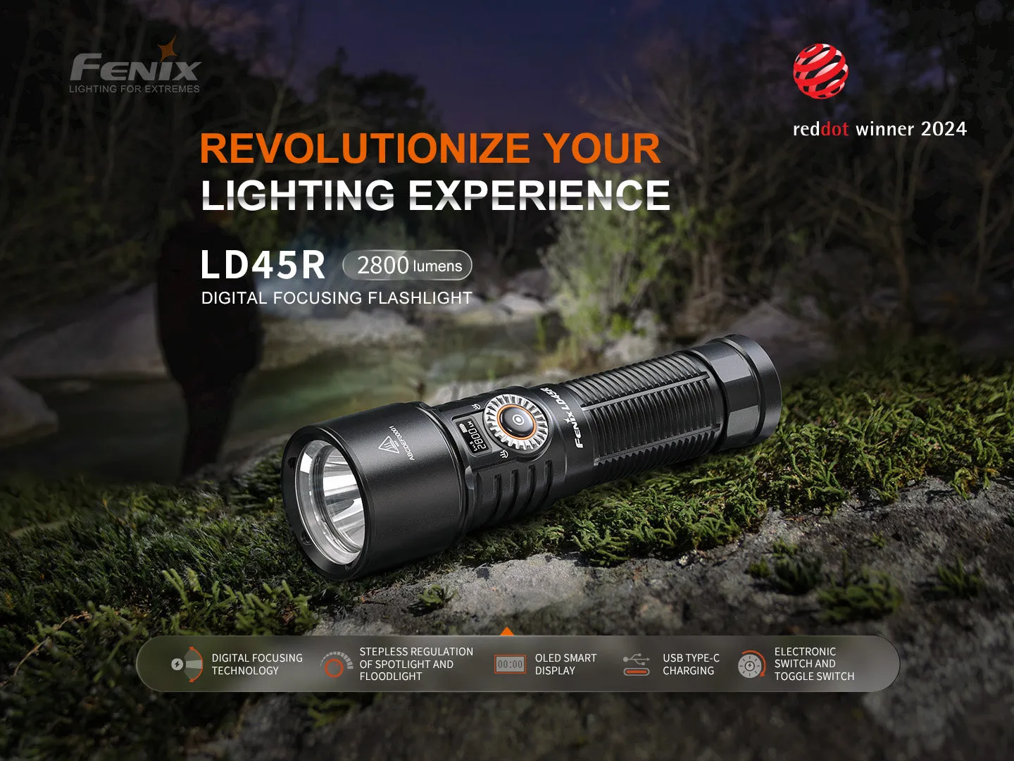 Fenix LD45R Digital Focus Rechargeable LED Flashlight