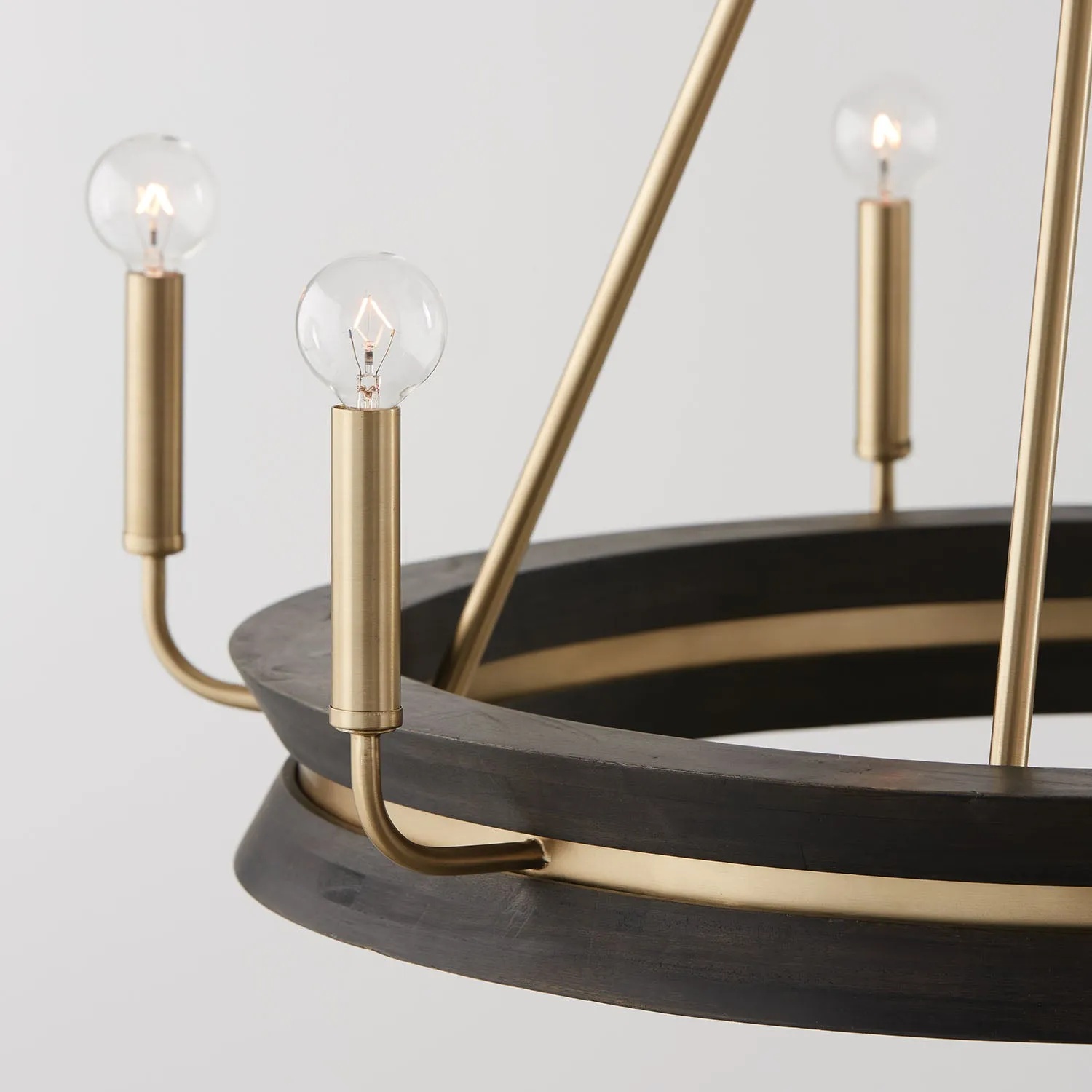 FINN 6-LIGHT CHANDELIER, BLACK STAIN AND MATTE BRASS