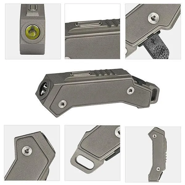 FL02 Titanium Irregular USB Rechargeable Keychain Flashlight