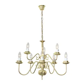 Flemmish 10Lt Chandelier 650Mm P/Brass