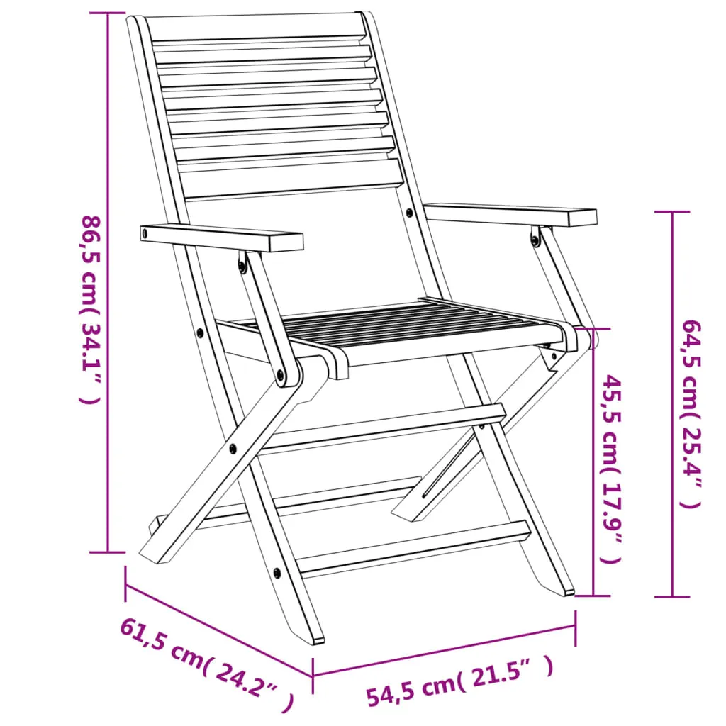 Folding Garden Chairs 6 pcs 54.5x61.5x86.5 cm Solid Wood Acacia