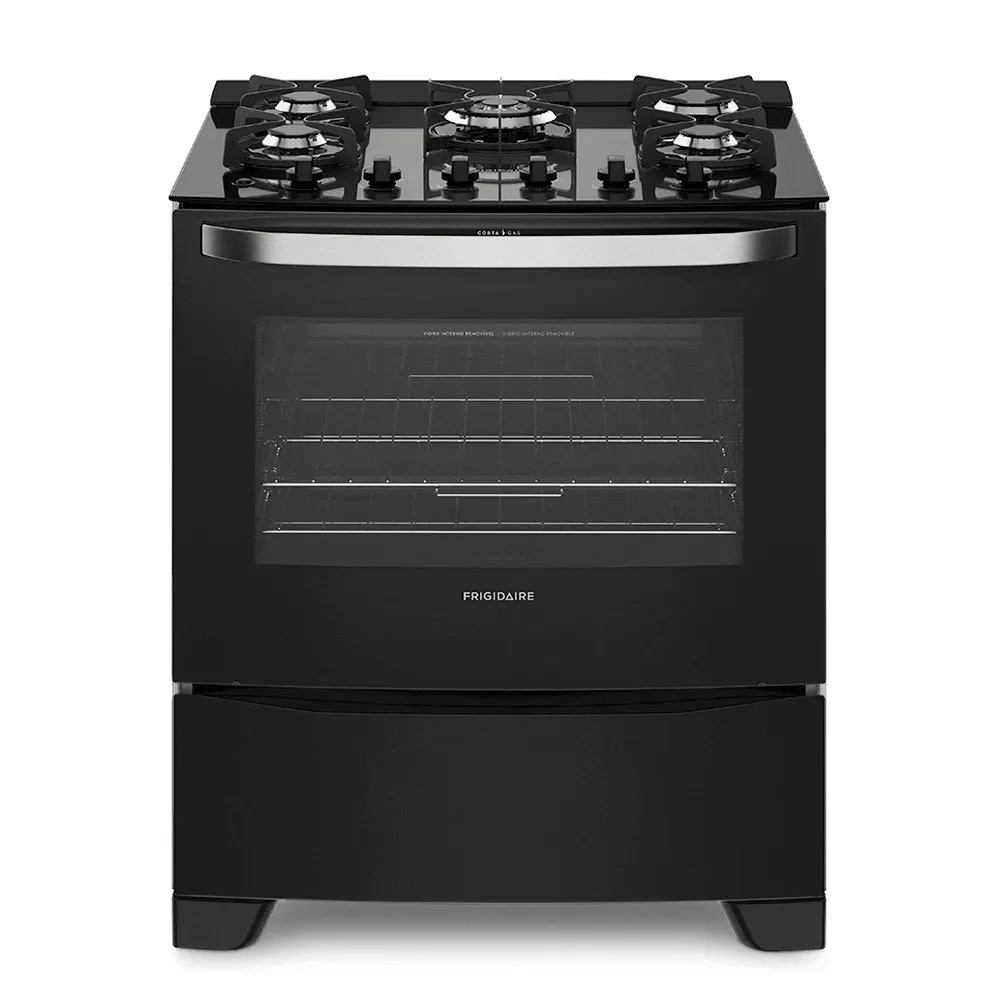 Frigidaire Gas Range 30" with 5 Burners Glass Cooktop in Black