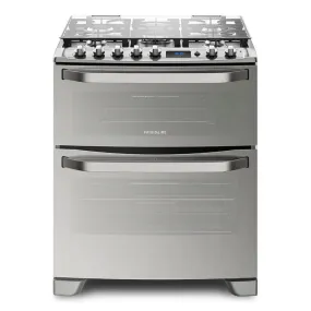 Frigidaire Gas Range 30" with 5 Double Oven & Burners Glass Cooktop in Stainless Steel