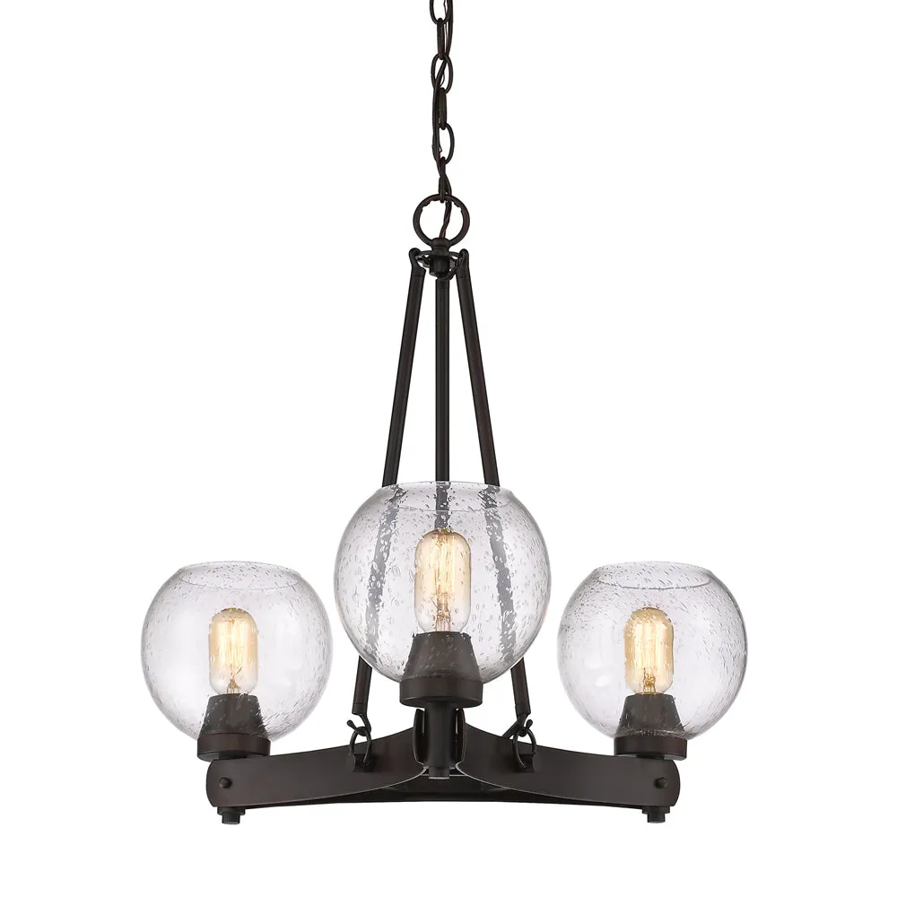 GALVESTON 3 LIGHT CHANDELIER, RUBBED BRONZE