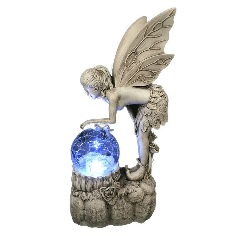 Garden Solar Resin Yard Flower Fairy Night Lamp Sculpture Ornament