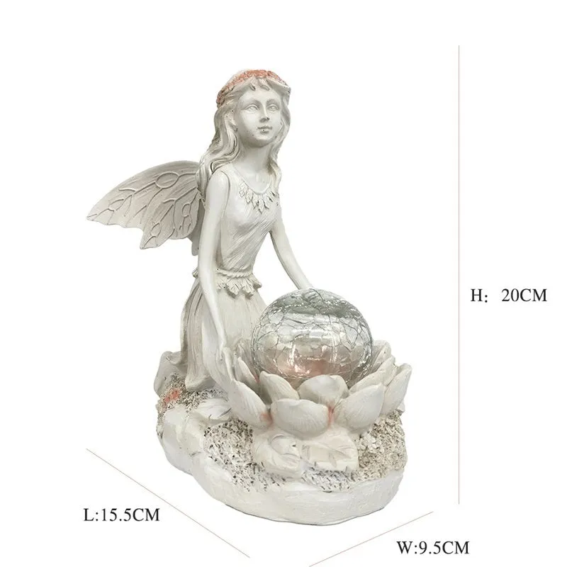 Garden Solar Resin Yard Flower Fairy Night Lamp Sculpture Ornament