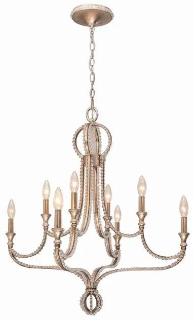 GARLAND 8 LIGHT CRYSTAL CHANDELIER, DISTRESSED TWILIGHT