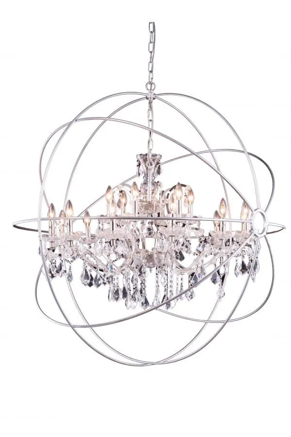 GENEVA 18 LIGHT CHANDELIER, POLISHED NICKEL