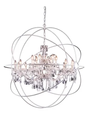 GENEVA 18 LIGHT CHANDELIER, POLISHED NICKEL