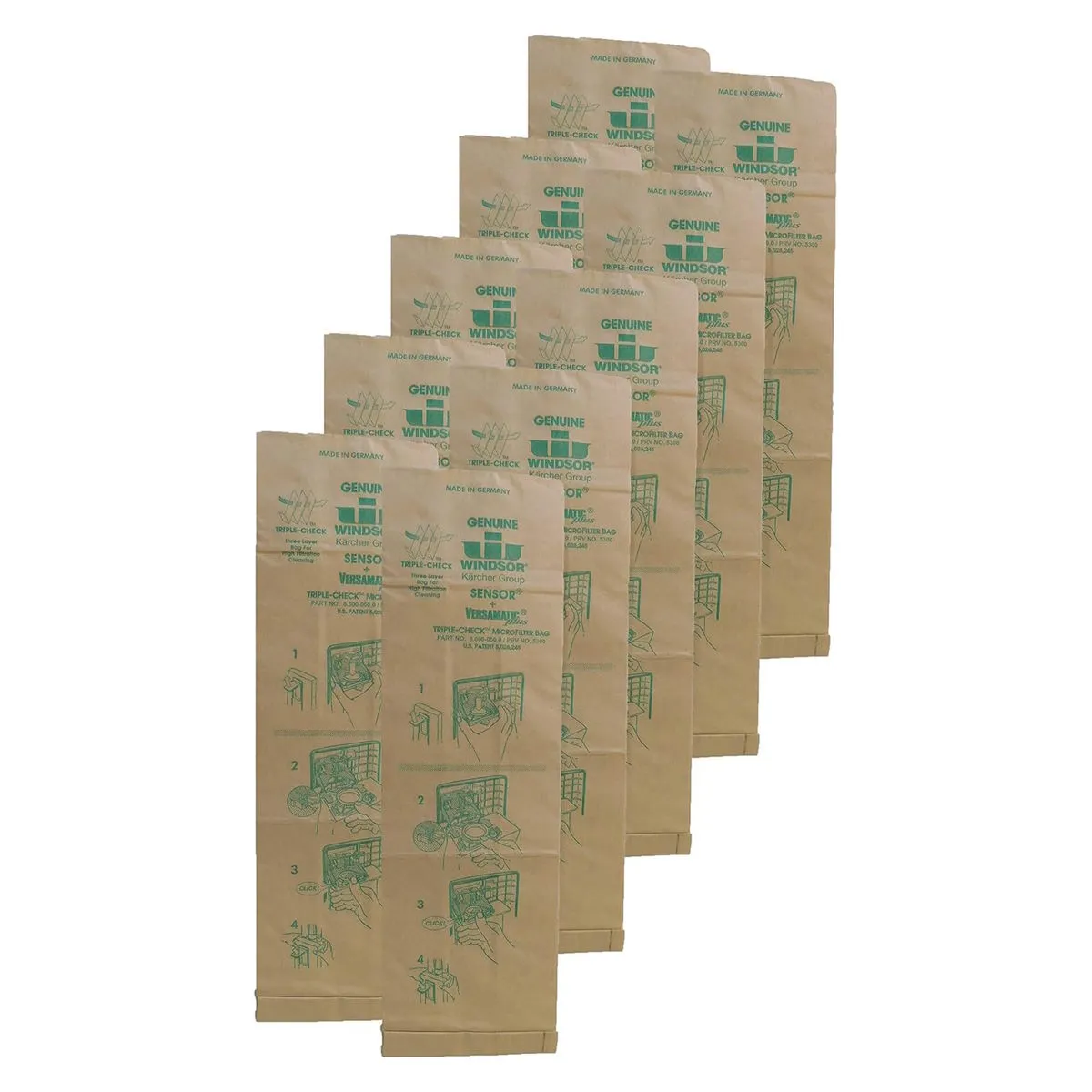 Genuine Replacement Vac Bags (#5300) for Windsor® Sensor® S12 & Versamatic Upright Vacuums - Pack of 10