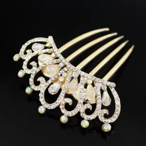 Gold Finish Rhinestone Crown French Twist Up-do Comb