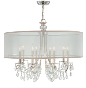 HAMPTON 8 LIGHT DRUM SHADE CHANDELIER, POLISHED CHROME