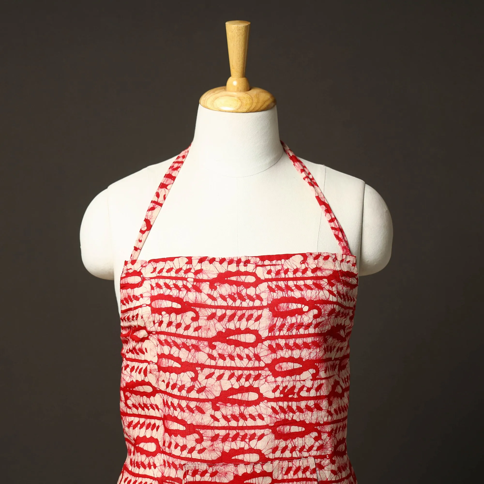 Hand Batik Printed Cotton Apron with Pocket 29