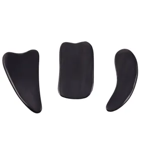 Handmade Buffalo Horn Scraping Therapy Gua Sha Board Massage Comb 3-Pc Set